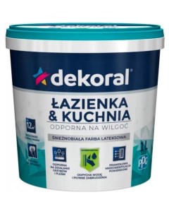 Краска латексная Lazienka & Kuchnia белая матовая 1л Dekoral