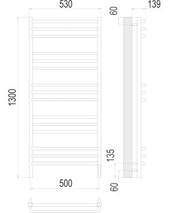 Полотенцесушитель TERMINUS Соренто П15 500х1300 электро (sensor quick touch) Порошковый(9005 RAL MAT) Terminus