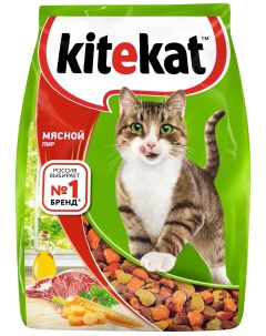 Корм сухой полнорационный для взрослых кошек "Мясной пир" 1,9кг Kitekat