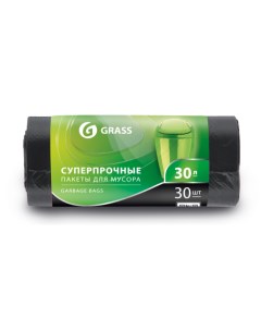 Мешки для мусора в рулоне 30л 55 46 10 мкр черный 30 шт PP 0022 Grass