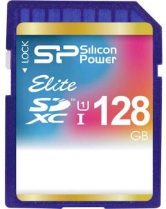 Карта памяти SD 128GB Elite SDXC Class 10 UHS I SP128GBSDXAU1V10 Silicon power