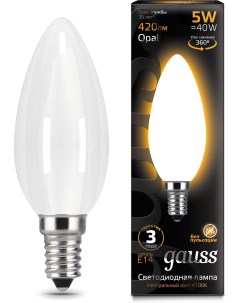 Светодиодная лампа LED Filament Свеча OPAL E14 5W 420lm 2700К 1 10 50 103201105 Gauss