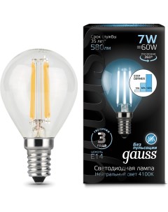 Светодиодная лампа LED Filament Шар E14 7W 580lm 4100K step dimmable 1 10 50 105801207 S Gauss