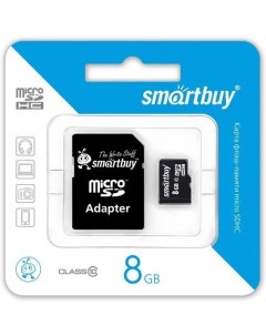 Карта памяти Smart Buy microSDHC Class 10 8 Гб SD адаптер SB8GBSDCL10 01 Smartbuy