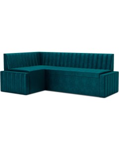 Кухонный диван Вермут 193х82 левый бархат сине зеленый Star Velvet 43 Black Green М11 20 2 Mebel-ars