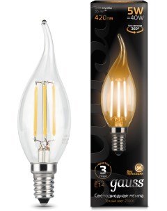 Светодиодная лампа LED Filament Свеча на ветру E14 5W 420lm 2700K 1 10 50 104801105 Gauss