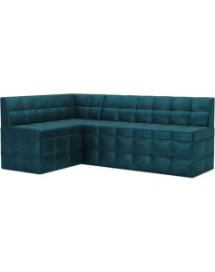 Кухонный диван Атлантис 190х84 левый бархат сине зеленый Star Velvet 43 Black Green М11 8 2 Mebel-ars