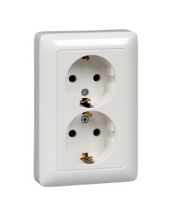 ХИТ бел. Розетка 2-гнездн. с/з (с рамкой) RS16-236-B Schneider electric