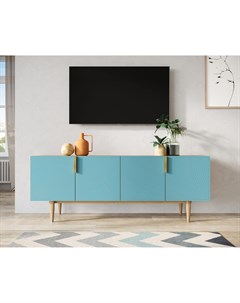 Комод под tv с четыремя дверками line голубой 160x60x45 см Etg-home