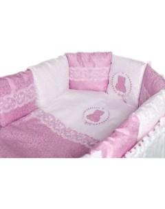 Комплект в кроватку для овальной 6 предметов SWEET TEDDY розовый 6052 2 Lappetti