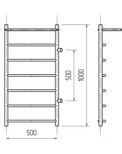 Полотенцесушитель Классик 50x100 с полкой боковое подключение правое Granula