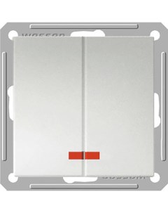 Wessen 59 хром Выключатель 2-клавишн. с подсв. 10АХ, ВС510-251-5-86 Schneider electric