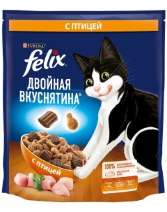 Корм для кошек Феликс Двойная Вкуснятина 600г Сухой корм д/к птица Felix