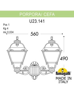 Уличный настенный светильник U23 141 000 BXF1R Fumagalli