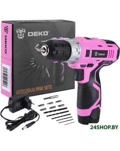 Дрель шуруповерт GCD12DU3 PINK SET2 063 4171 с 1 им АКБ набор оснастки Deko