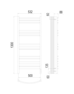 Полотенцесушитель TERMINUS Классик П15 500х1300 электро (sensor quick touch) Порошковый(9005 RAL MAT) Terminus