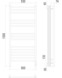 Полотенцесушитель TERMINUS Ватикан П15 500х1300 электро (sensor quick touch) Порошковый(9005 RAL MAT) Terminus