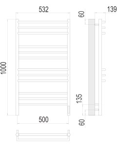 Полотенцесушитель TERMINUS Прато П12 500х1000 электро (sensor quick touch) (9005 RAL МАТ) Terminus