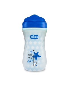 Чашка поильник Shiny Cup носик ободок светится в темноте 266 мл 14 мес голубой Chicco