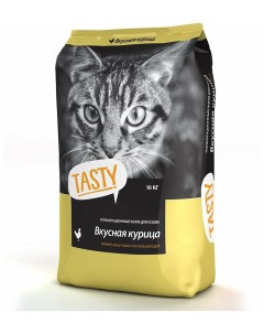 Корм сухой полнорационный для взрослых кошек с курицей TASTY, 10 кг. Tasty cat