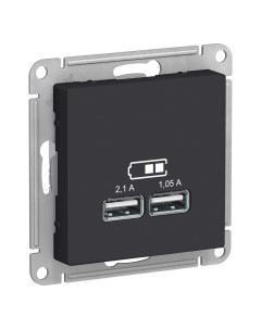 ATLASDESIGN карб. Розетка 2*USB (5В/2,1А, 2х5В/1,05А) (без рамки) ATN001033 Schneider electric