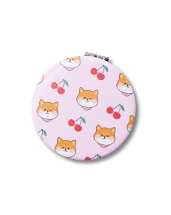 Зеркало складное Hello dog Corgi cherry pink с увеличением Ilikegift