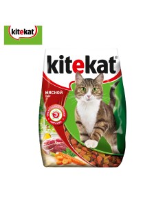 Корм сухой полнорационный для взрослых кошек "Мясной пир" 350г Kitekat