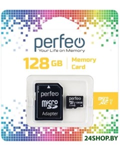 Карта памяти microSDXC PF128GMCSX10U1A 128GB с адаптером Perfeo