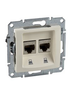 SEDNA беж Розетка комп 2 RJ45 без рамки SDN4400147 Schneider electric