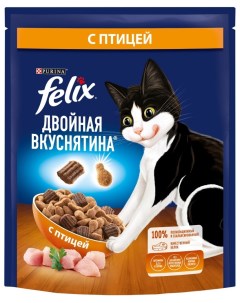 Корм для кошек Феликс Двойная Вкуснятина 200г Сухой корм д/к птица Felix