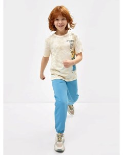 Комплект для мальчика джемпер брюки в бежево голубом цвете с печатью Mark formelle