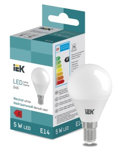 Лампа светодиодная G45 5Вт E14 4000К LED Globe LL I G45 5 230 40 E14 Iek