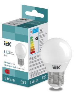 Лампа светодиодная G45 5Вт E27 4000К LED Globe LL I G45 5 230 40 E27 Iek