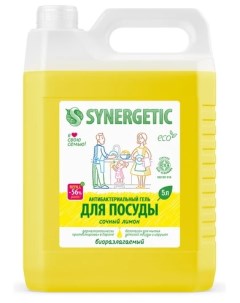 Средство био для мытья посуды, детских игрушек с ароматом лимона, 5л Synergetic