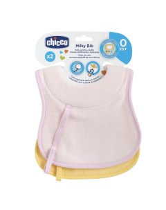 Нагрудник Milky 0мес из хлопка уп 2шт розовый 340624059 Chicco