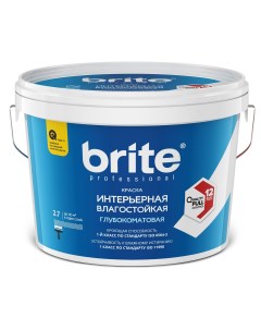 Краска PROFESSIONAL интерьерная влагостойкая глубокомат база С вед 2 7л Brite