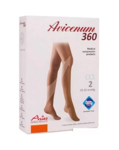 Чулки компрессионные Avicenum 360 с резинкой и открытым носком 8001 (M, long) Aries