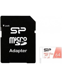 Карта памяти Superior A1 microSDXC SP064GBSTXDV3V20SP 64GB (с адаптером) Silicon power