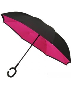 Зонт трость RU 6 PMS Black 6C PMS219C черный розовый Impliva