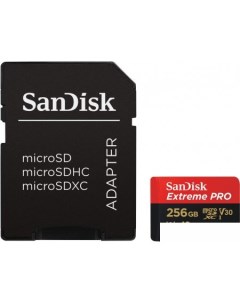 Карта памяти Extreme PRO microSDXC SDSQXCD-256G-GN6MA 256GB (с адаптером) Sandisk