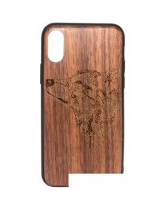 Чехол для телефона Wood для Apple iPhone X грецкий орех волк I Case