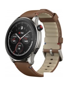 Умные часы GTR 4 (серебристый, с коричневым кожаным ремешком) Amazfit