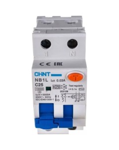 Дифференциальный автомат NB1L 1P+N C25 30mA AC 10KA (36mm) (R) Chint