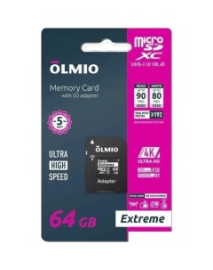 Карта памяти microSDXC 64GB Extreme UHS I U3 Olmio