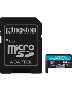 Карта памяти Canvas Go Plus microSDXC 64GB с адаптером Kingston