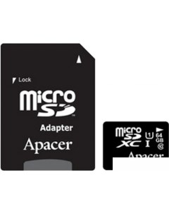 Карта памяти microSDXC Class 10 64GB адаптер AP64GMCSX10U1 R Apacer