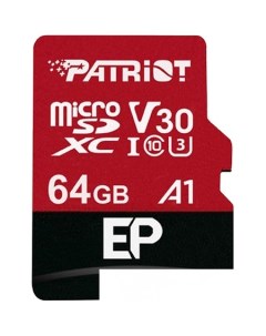 Карта памяти microSDXC EP Series PEF64GEP31MCX 64GB (с адаптером) Patriot