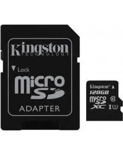 Карта памяти Canvas Select SDCS 128GB microSDXC 128GB с адаптером Kingston