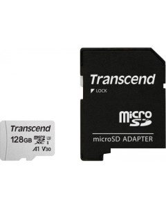 Карта памяти microSDXC 300S 128GB + адаптер Transcend