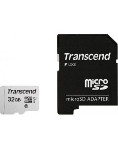 Карта памяти microSDHC 300S 32GB + адаптер Transcend